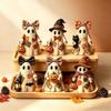 Double-Sided Printed Wooden Ornament Vintage Distressed Ghost Figurine Tabletop Ornament  Halloween
