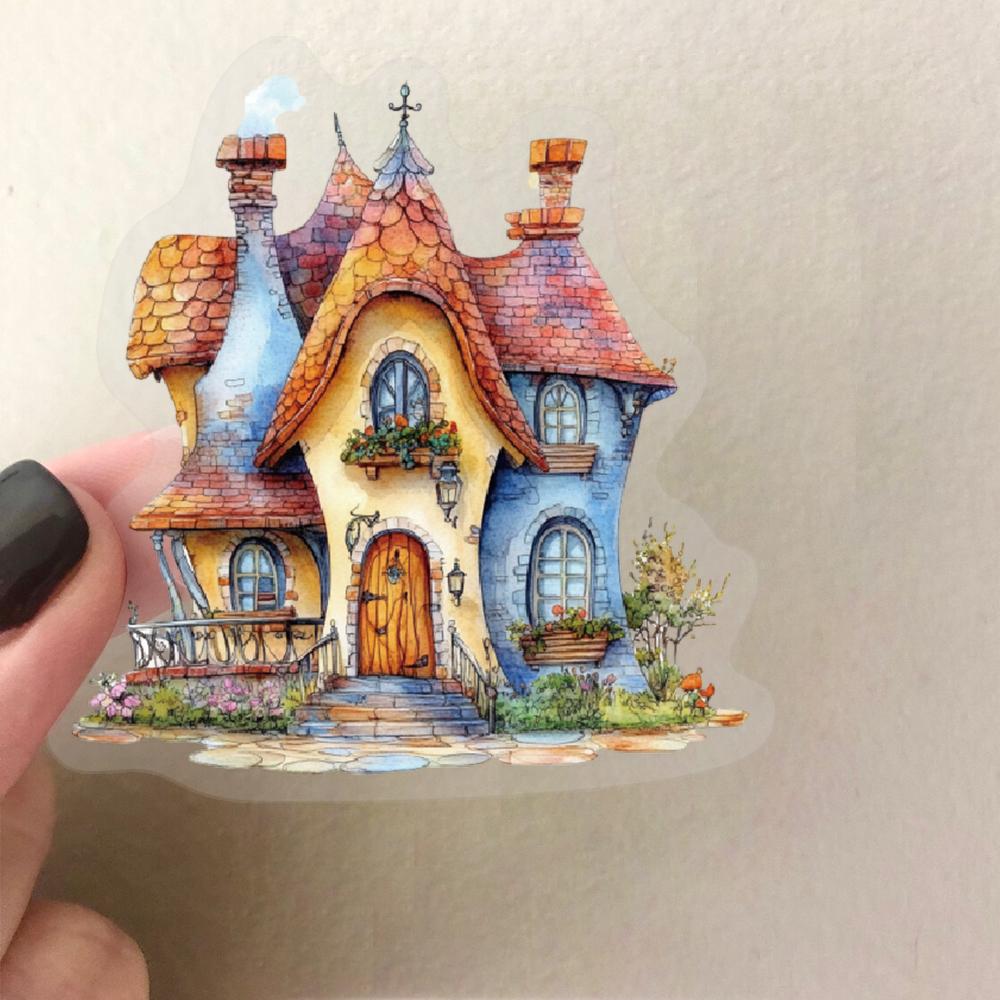 50PCS Fairytale House Stickers Cute Cartoon Painted Cup Laptop Mobile Phone Decoration Waterproof Stickers