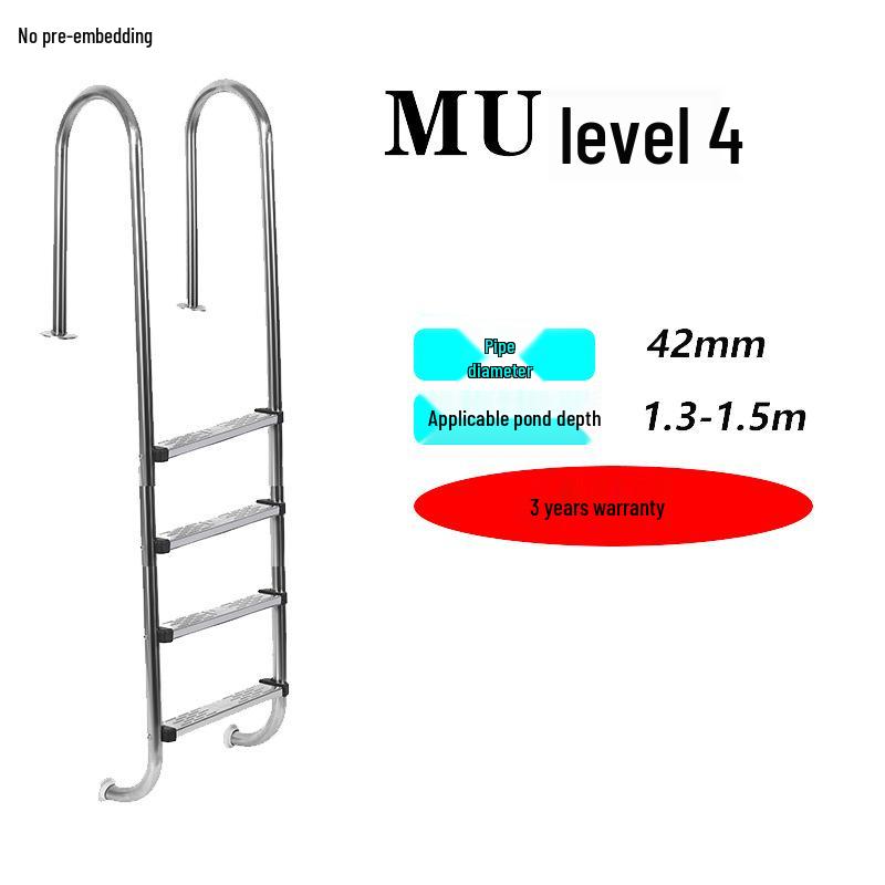 304 Stainless Steel Swimming Pool Ladder with Thickened Handrail and Pedal