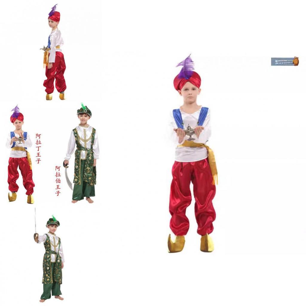 Elegant Arabian Prince Halloween Costume For Children Featuring Polyester And Unique Style