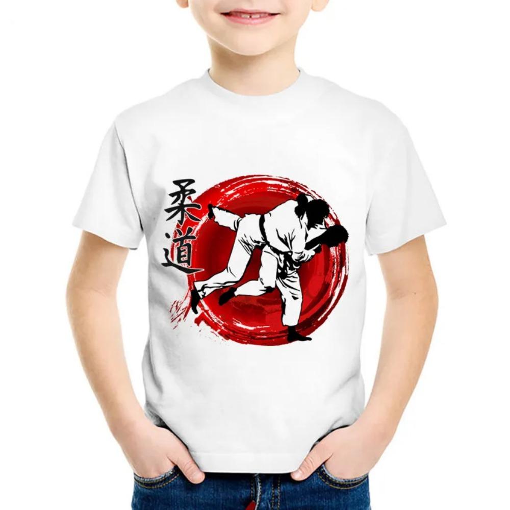 Abbigliamento Bambini T-shirt Ragazzo Manica Corta Top T-shirt Bambina Stampa Judo Casual Girocollo Moda Bambini Abbigliamento Estivo Vestiti Ragazzo