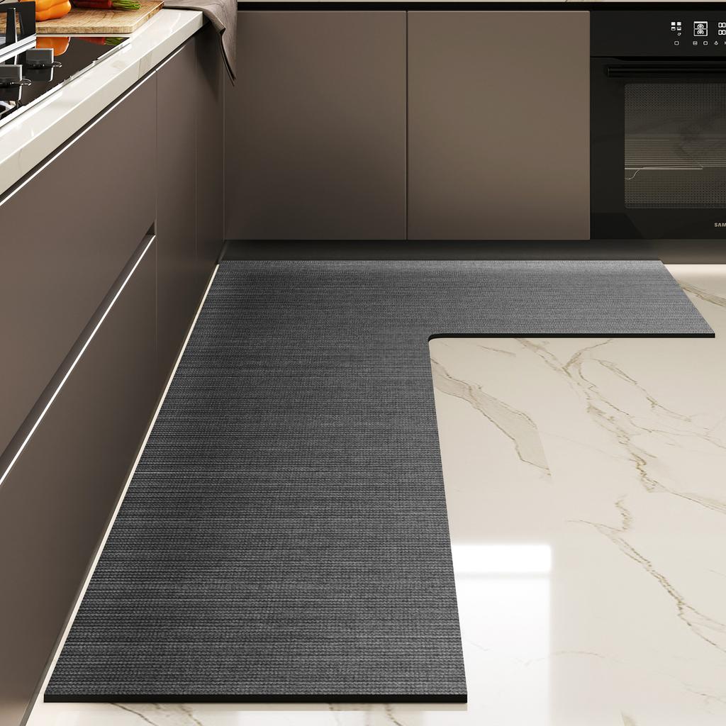 Simple And Gradual Change L-Shaped Kitchen Floor Mat, Water-Absorbing Oil-Absorbing Quick-Drying Floor Mat, Dirt-Resistant And Wear-Resistant Anti-Ski