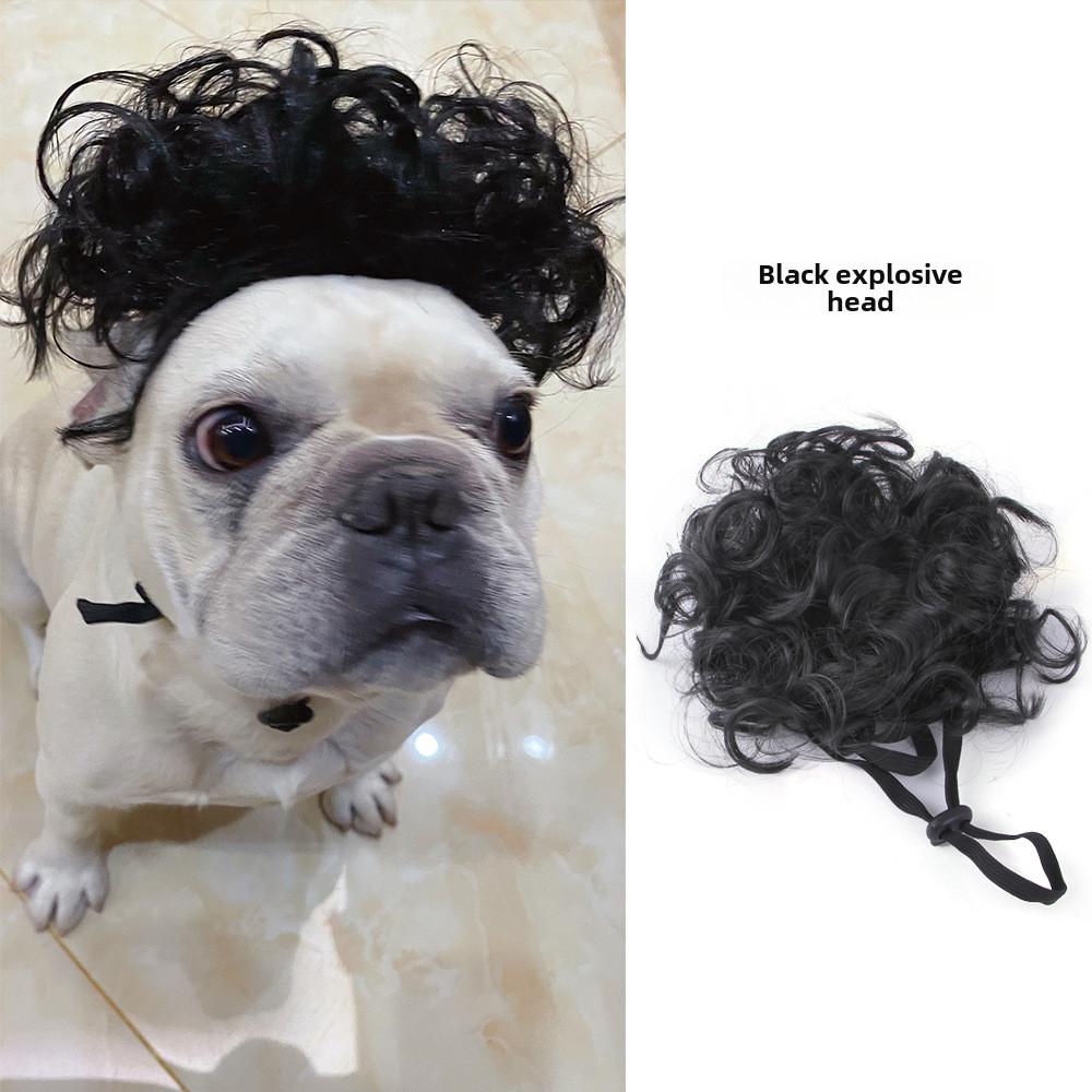 Peruca Vermelha Vibrante Explosiva com Franja Para Animais de Estimação Ideal Para Celebrações de Halloween