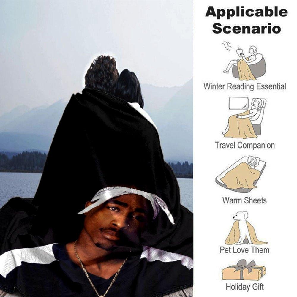 1 manta Hip Hop de 2Pac Suave Ligera Todas las Estaciones Manta Multiusos para Sofá, Cama, Oficina y Picnic, Estilo Francés con Arte de Álbum Icónico y Citas