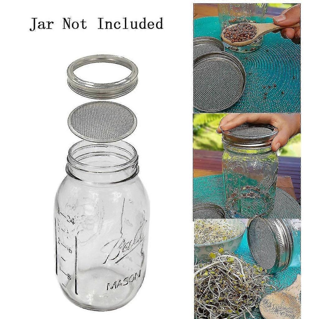 4pcs Stainless Steel Lids, Mason Jar Sprouting Kit Lids, For Growing Broccoli, Alfalfa, Salad Sprouts And More - PR