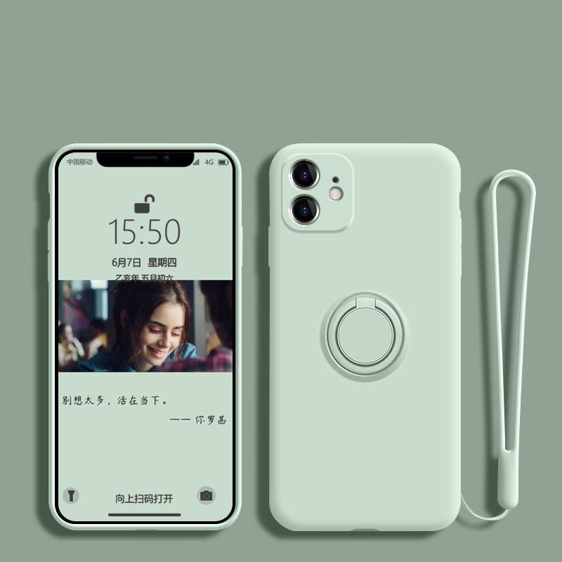 Metal Ring Holder Liquid Silicone Case For Huawei P40 P30 P20 Mate 20 30 Pro Lite Kickstand Nova 5T 6 7 SE Pro Honor 20S Cover