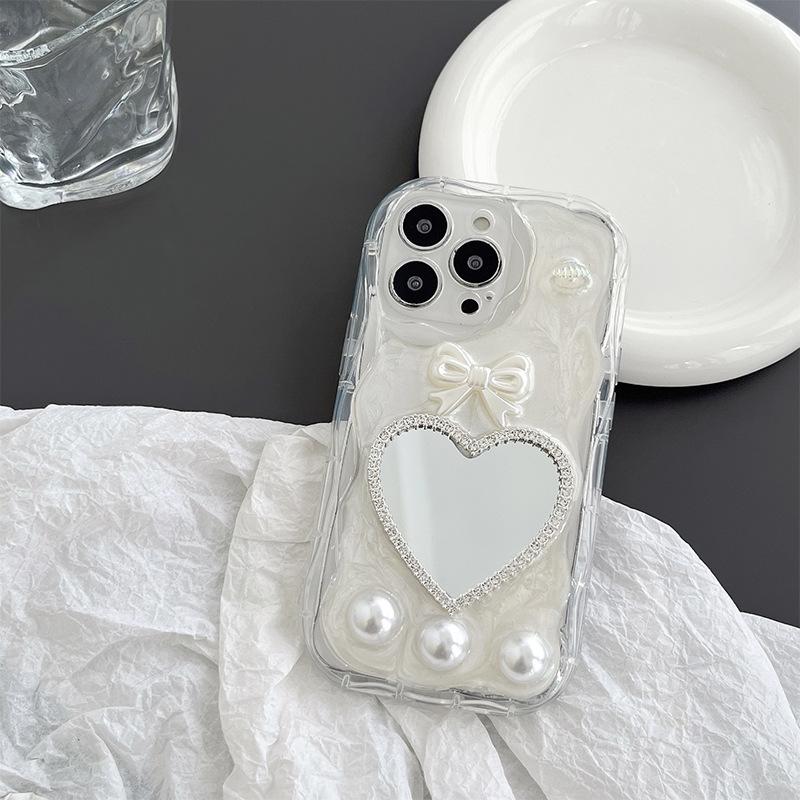 Bow Love Mirror Phone Case for IPhone 17 Promax Cherry Ins Wind for Apple 16 Soft Silicone