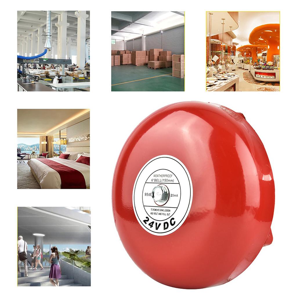 24V Metal Round Alarm Bell Security Fire Alarm Bell Red