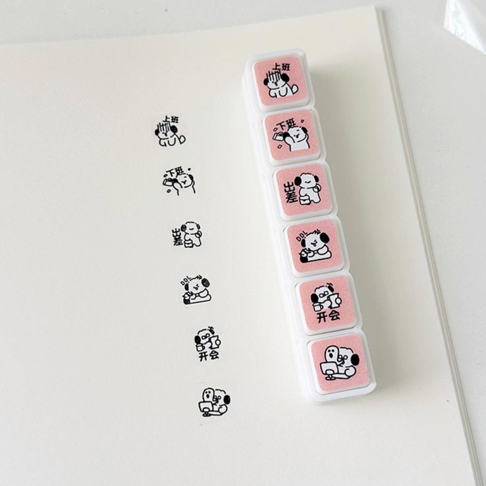 Kawaii 6 Designs Decorative Stamps Diy Crafts Cartoon Scrapbooking Stamp Multipurpose Press Inkpad Stamps Journal Planner