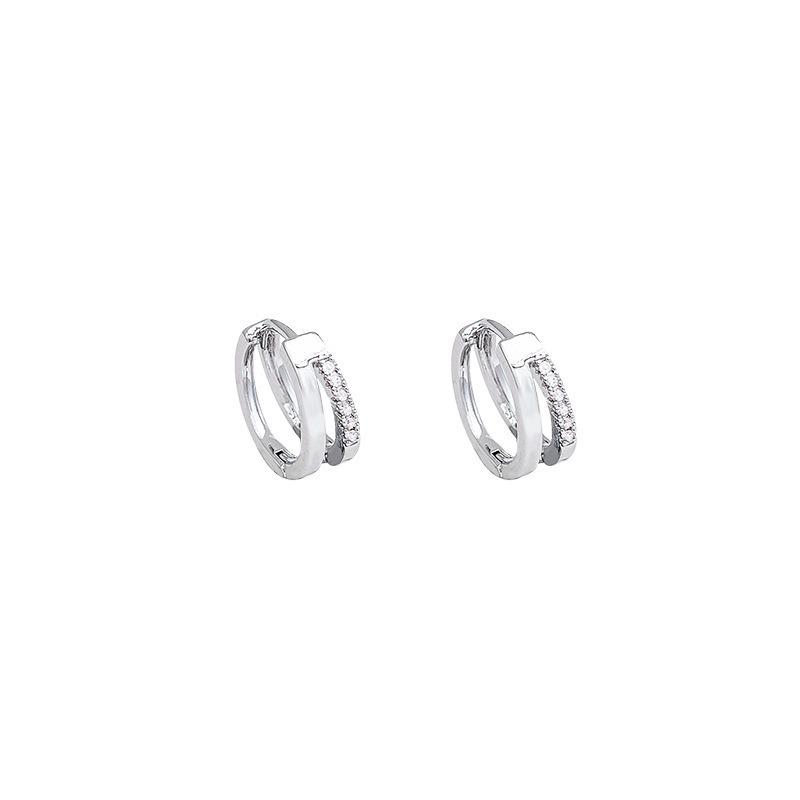 Fashionable and Simple Double-layer Earclips Women's Elegant and Luxurious Earrings, Exquisite Circular Earrings