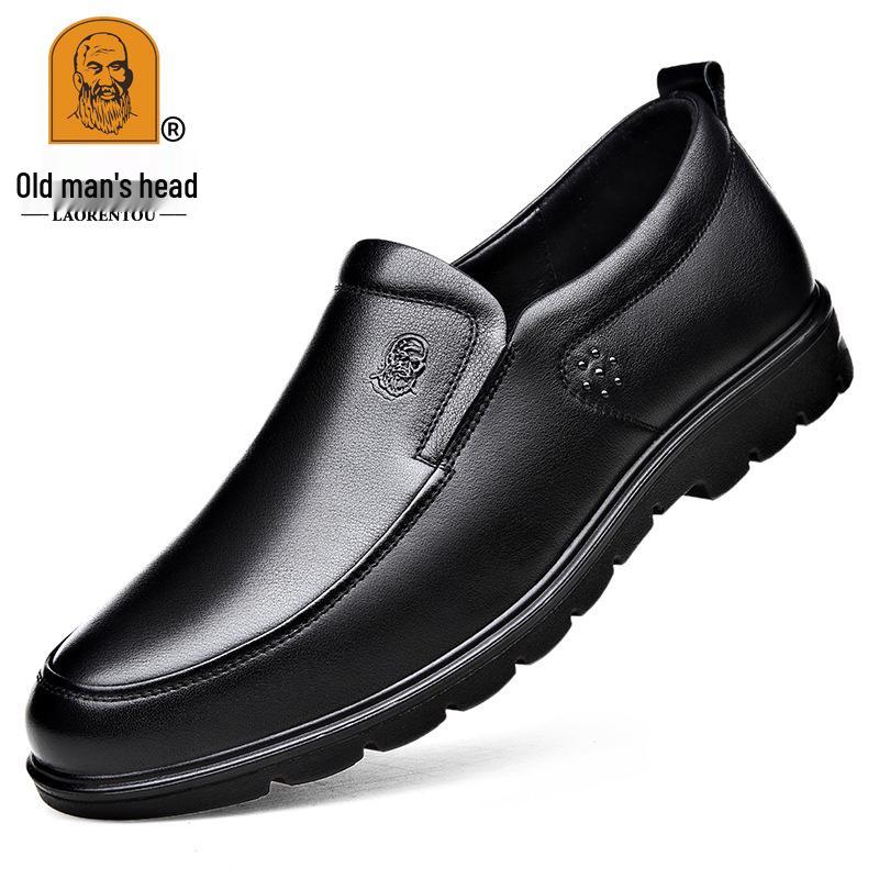 Men s Casual Leather Slip-On Loafers - Genuine Cowhide Business Shoes Size 41 чёрный