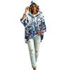 Women's Vintage Floral Print Hooded Pullover Top with Three-Quarter Sleeves for Casual Daily Wear