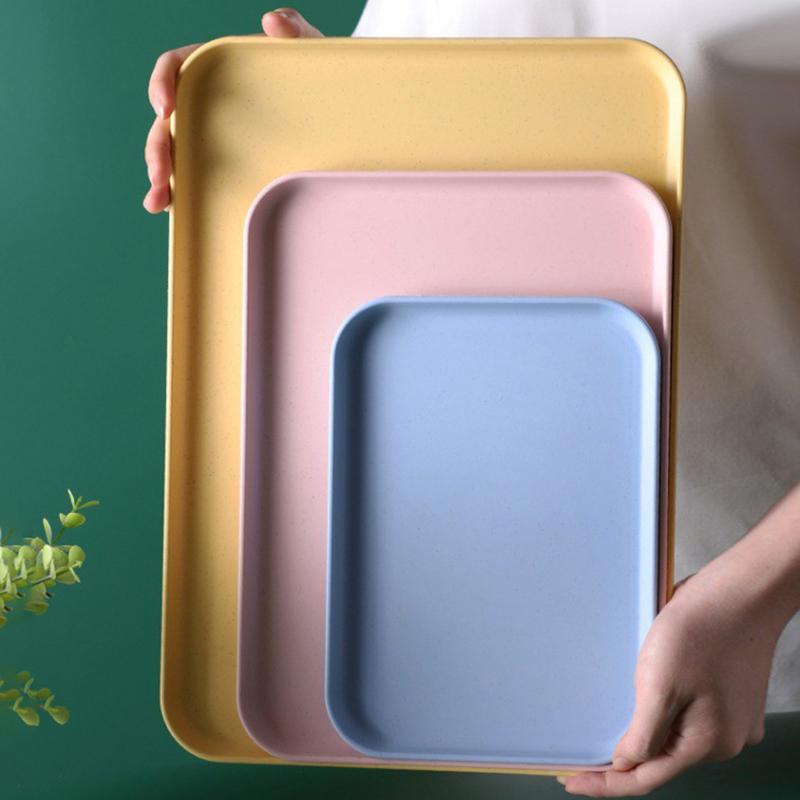 Plastic Serving Tray Home Tea Fruit Dessert Tray Anti-Slipscratch Resistant Plastic Food Cooking Storage Tray Kitchen Supplies