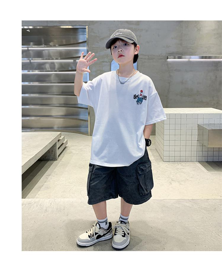 Boys' set summer new 2026 children's short sleeved t-shirt thin casual pants fashion two-piece set