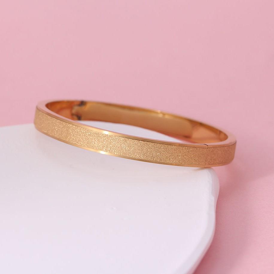 European & American Style Glitter Sand Stainless Steel Bracelet with Simple Gold Thin Ring - Titanium Steel Women's Jewelry