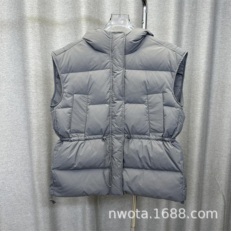 waist thickened down vest women's new winter loose hooded short thin vest large size vest tide
