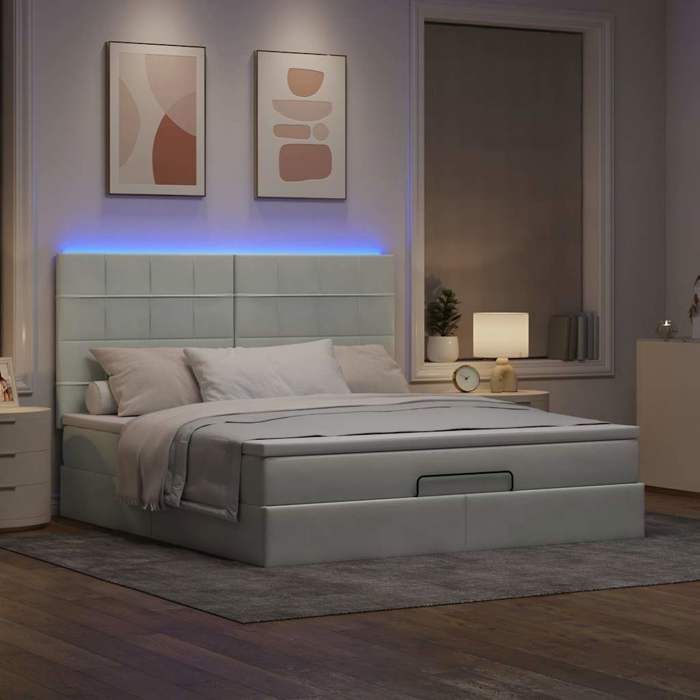 VidaXL Ottoman Bed Frame and Mattress Light Grey 160x200cm Velvet, Bed Frame, Upholstered Bed Frame, Bed Frame 3314330