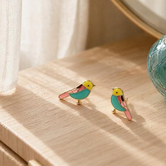 1 Pair Stud Earrings for Women, Bird Outline Enamel Stud Earrings, Polished Edges Glaze Finish Alloy Ear Pins for Daily Wear