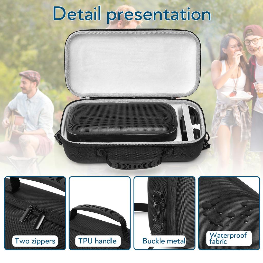 MultiFunctional Carrying Case for Loudspeaker Bag Holder, EVA Travel Case With Cable and Charger Compartments Strap