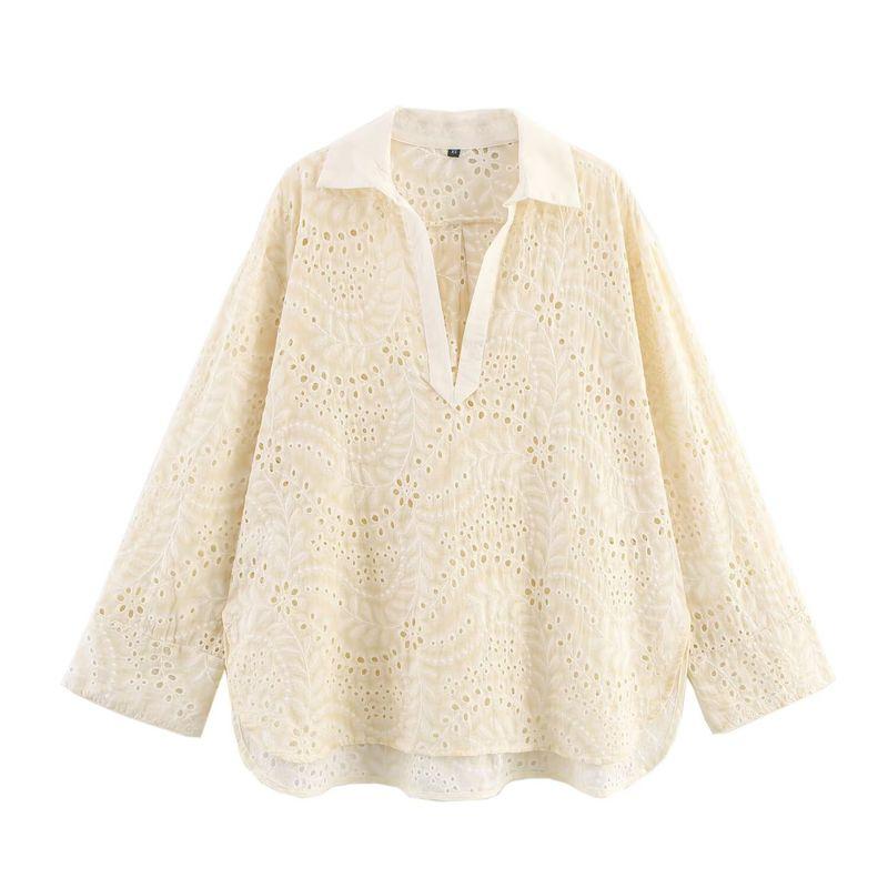 Kaslead New Women Clothes Western Style Hollow Embroidery Shirts Leisure Shorts 4786105 4786106