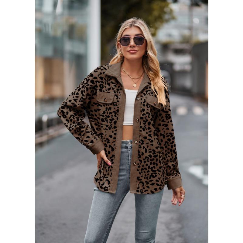 Autumn New Women's Leopard Print Long-sleeved Jacket Coat for Women