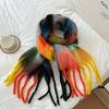 New Fashion Design Muffler Female Fairy Powder Gradual Change Tassel Mohair Scarf Women Winter Thermal Imitation Cashmere Scarf