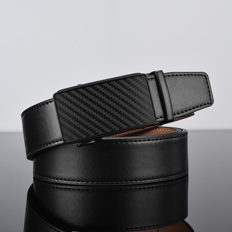 Men'S Belt Business Two-Layer Cowhide Alloy Automatic Buckle Leather Simple Belt