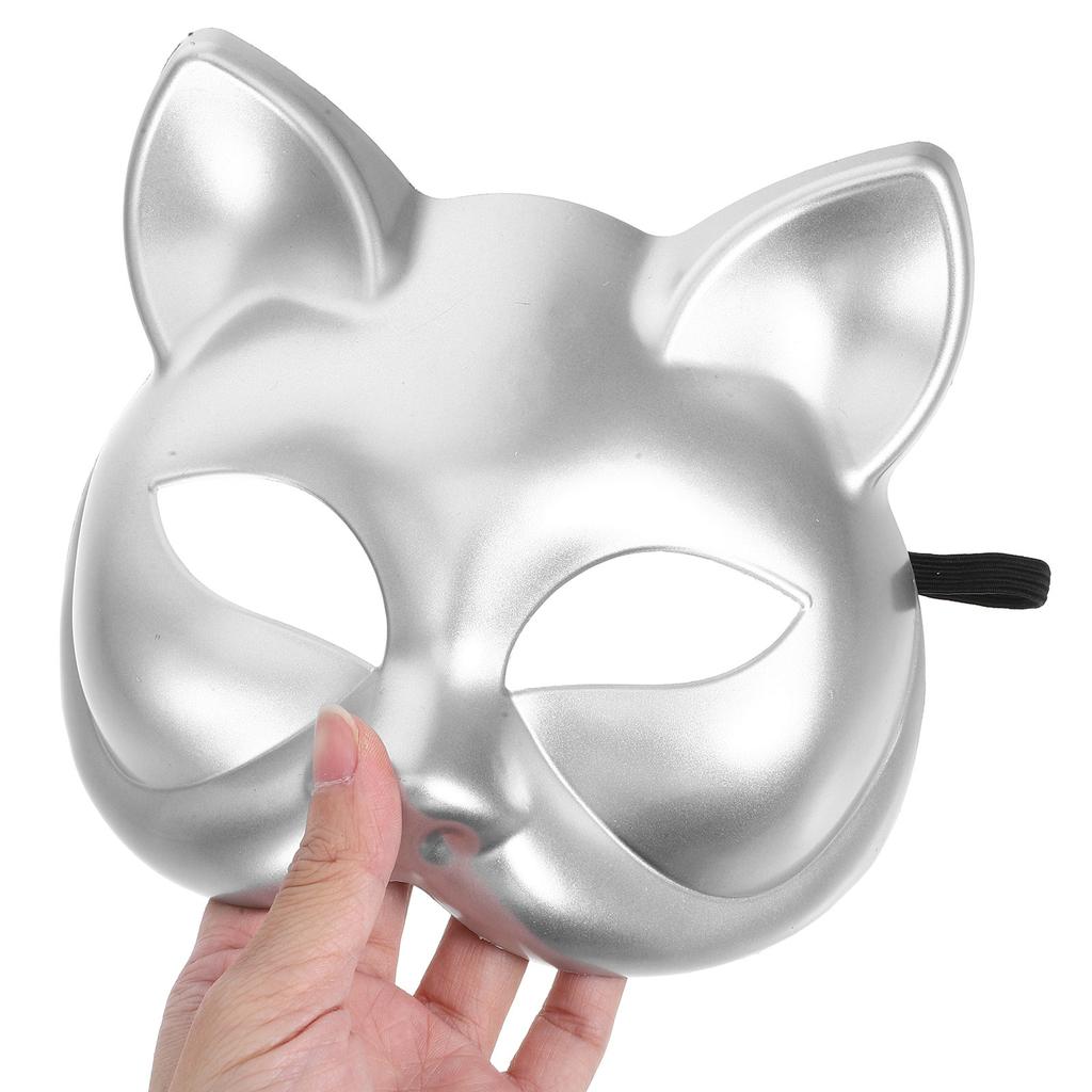 Leere Plastik-Katzenmaske für DIY-Halloween-Dekoration Bemalbar Leichte Halbgesichts-Cosplay-Maskerade-Maske Bastelbedarf