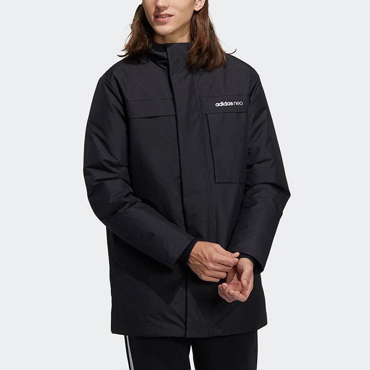 Adidas Neo Down Parka With Multiple Pockets And Hood Men Outerwear Black HF0505