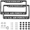 2PCS Matte Carbon Fiber Pattern License Plate Frames Compatible with F 2 Holes Solid Aluminum Veteran License Plate Holders for Air Force, Universal