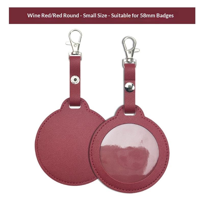 PU Leather Card Holder Cat Ear Design Cute Round Badge Reel For Work Office Travel Luggage Keychain Pendant