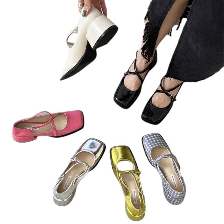 Mary Jane cross thick heel light mouth single shoes women soft sister high heel sandals women's shoes