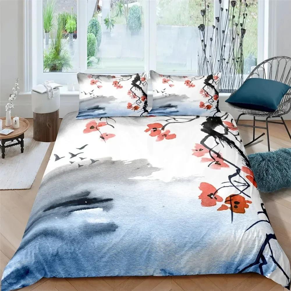 Cherry Blossom Flower Bedding Set Floral Duvet Cover Bedroom Comforter Covers Twin King Size Quilt Cover Home Textile