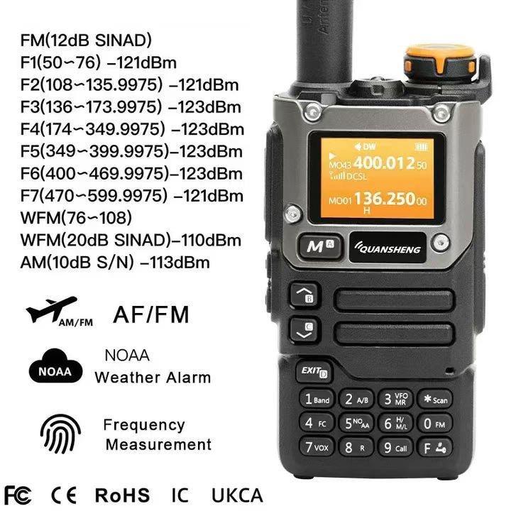 Quansheng UV-K6 Walkie-Talkie UV-K5, Aviation Multi-Band, One-Key Frequency Pairing, Bilingual English/Chinese.