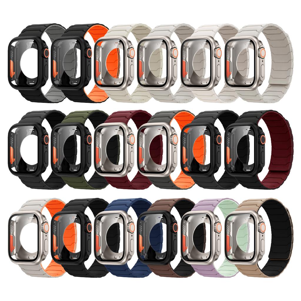 Fodral+Armband För Apple Watch Band 45mm 44 41 42 40mm Silikonarmband för Iwatch Serie 3 4 5 6 Se 7 8 9 10 Byt till Ultra Case