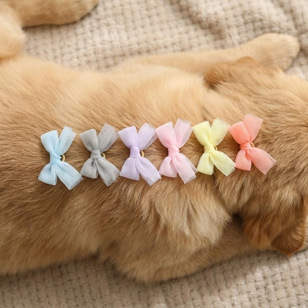 36PCS Bow Shape Pet Hair Bow Handmade Sheer Bow Knot Exquisite Craft Dog Head Flower  Party Decor