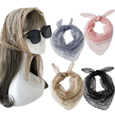 Cute Lace Flower Hair Scarf Vintage Sweet Headscarf Fashion Head Scarf  Pastoral Style