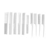 10pcs Hair Brush Set Different Shapes Tail Double Teeth Comb Hair Styling Cutting Combs for Hair Stylist White