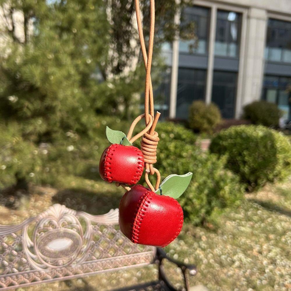 Pear Fruit Pendant Strawberry Bag Pendant Multi-color Leather Keychain  Car Accessory
