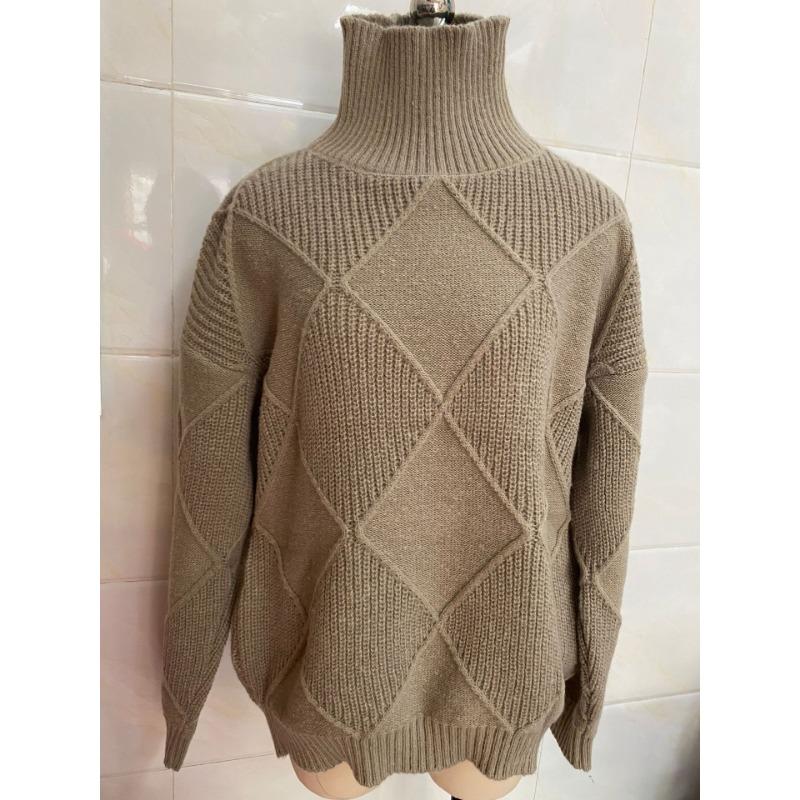 

Персонализированный свитер с высоким воротником женский свободный ромбовидный ленивый вязаный свитер осень и зима с длинным рукавом верхняя базовая рубашка XXL хаки