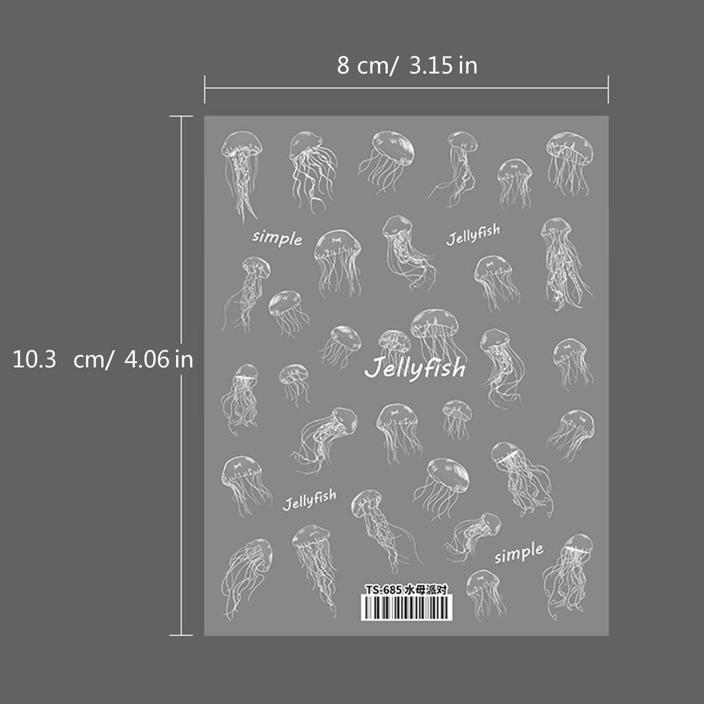 Unique Jellyfish Drop Glue Nail Sticker Personalized Nails Ornament Attractive Jewelry Accessories for Women Girl