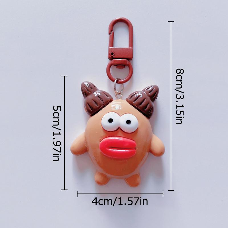 1PC Funny Cute Girls Gifts Sausage Big Mouth Monster Keychain Cartoon Resin Key Chains