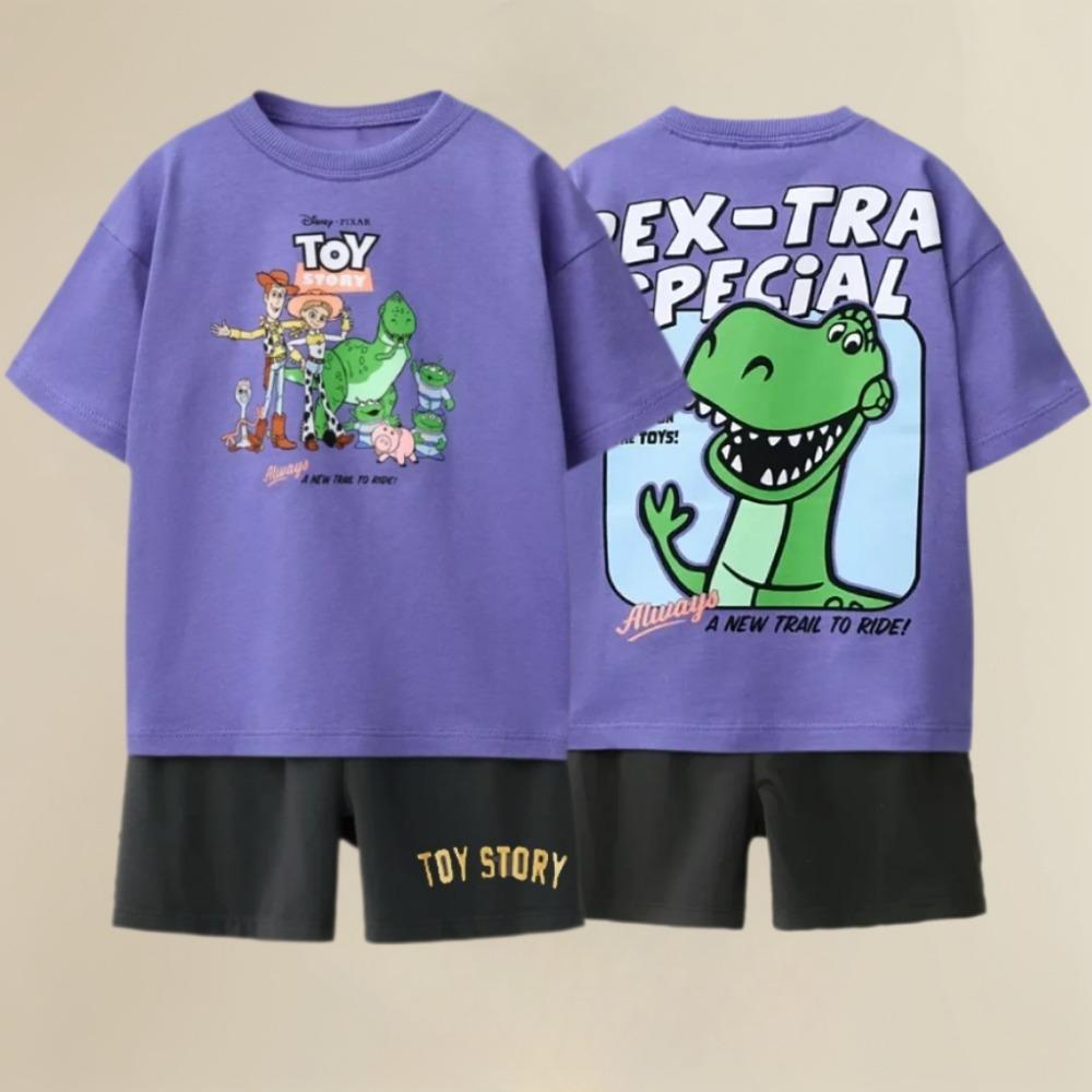 Комплект с принтом и коротким рукавом для детской летней повседневной одежды 150
