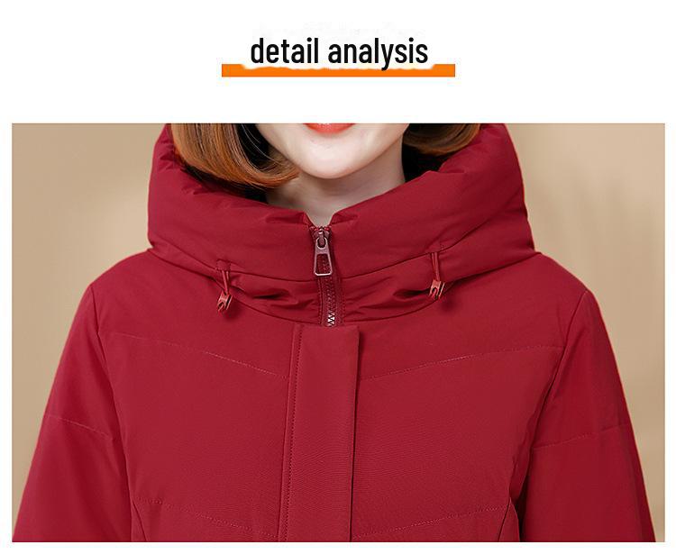 Luxury Women's Mid-Length Hooded Down Jacket - Premium White Duck Down