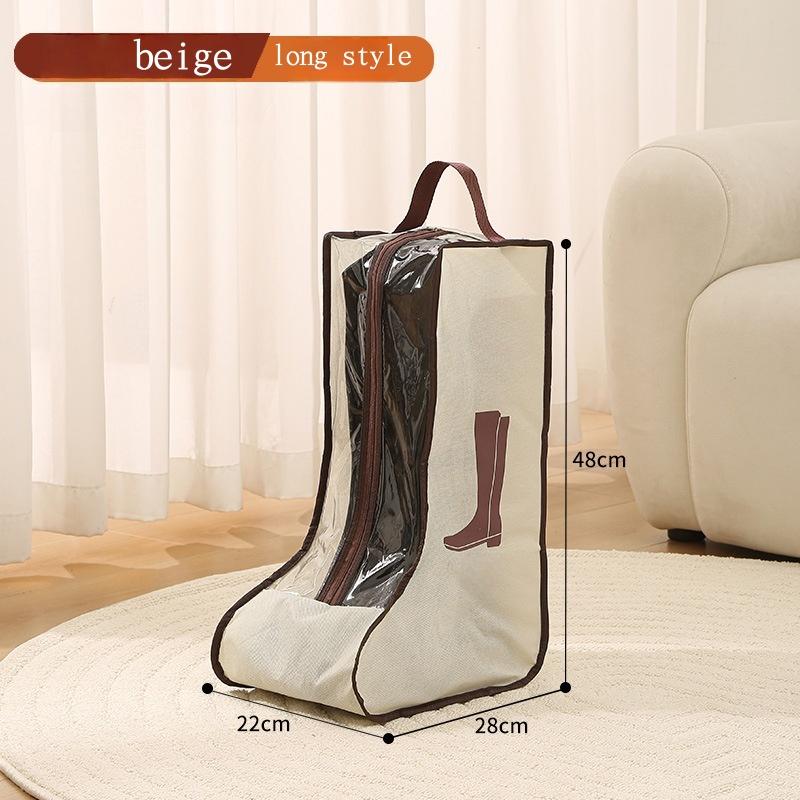 1pc Waterproof Shoe Storage Bag Portable Dustproof High Heels Short Boots Long Shoe Zipper Pouch Moisture-proof Home Organize