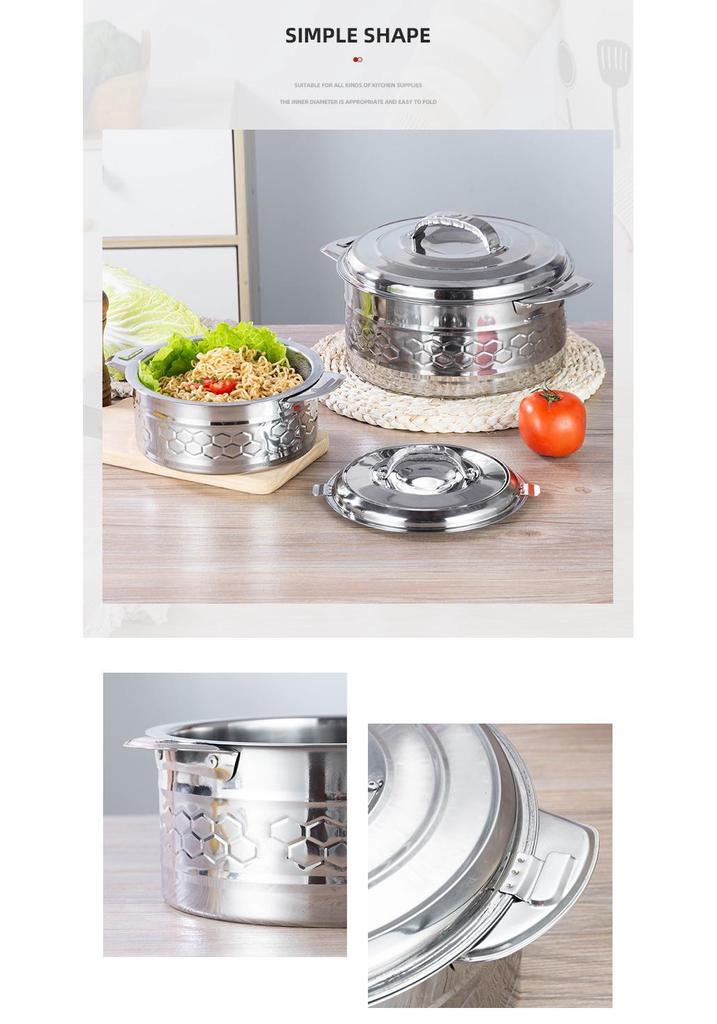 Stainless Steel Insulated Pot Set with Lid - Large Capacity 3/4/5 Piece for Africa: Ideal for Household Use, Rice, and Boiling Water.