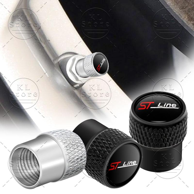 4Pcs Auto Exterior ST Line Logo Metal Wheel Tire Valve Caps Stem Case Dust Covers For Ford Focus Mk3 Mk5 Fiesta Ecosport Mondeo