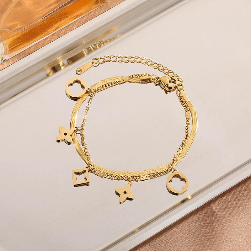 Stainless Steel Fashion Chain Waterproof Bracelet for Women's  Gift