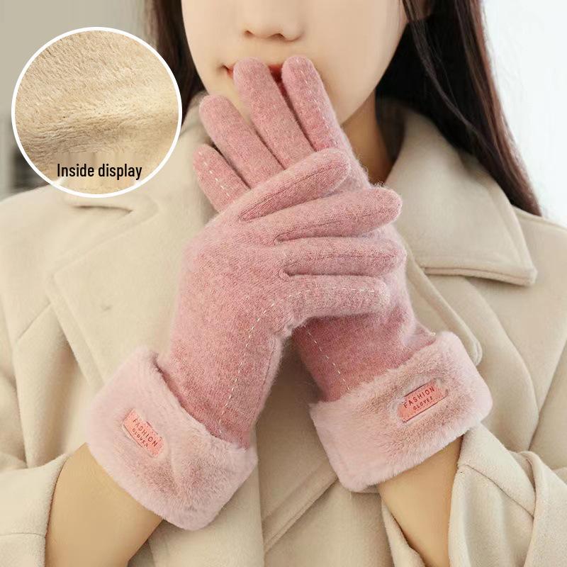 Premium Women's Fleece Touchscreen Gloves - Warm & Stylish for Fall/Winter, Korean Design