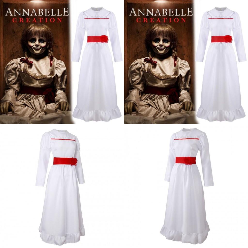 White Cotton Annabelle Cosplay Dress For Women Scary Halloween Costume Perfect For Stage Use